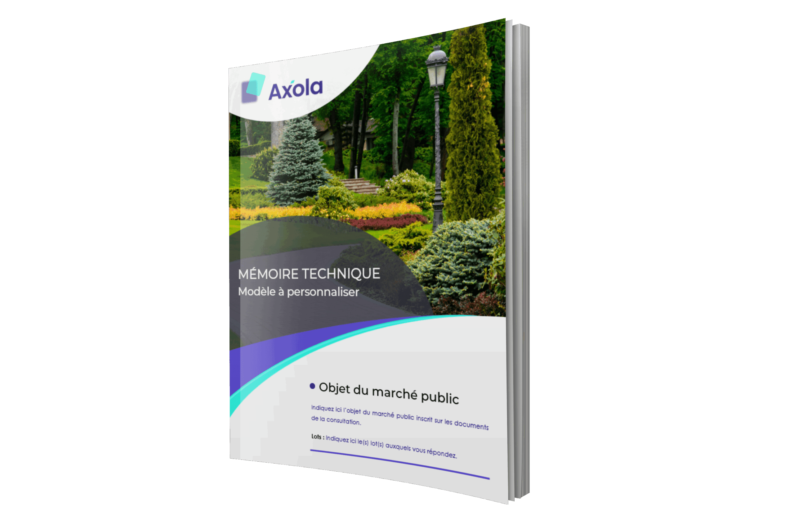 Couverture d’un modèle de mémoire technique pour un marché public en travaux d’aménagement paysager