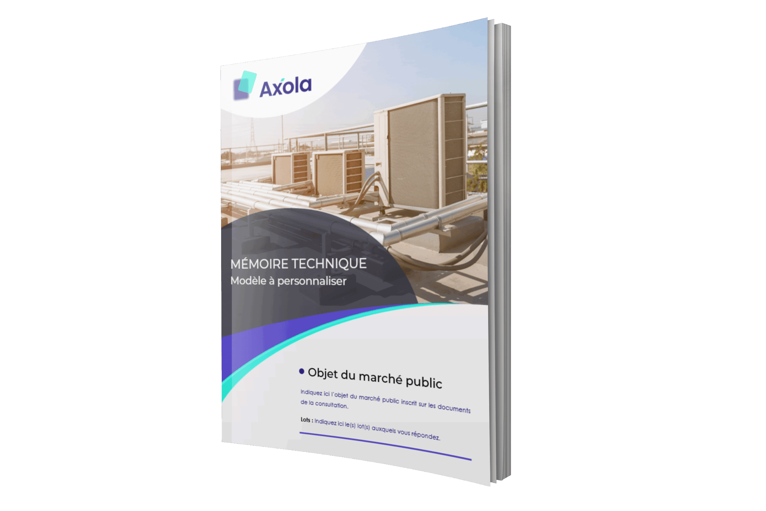 Couverture d’un modèle de mémoire technique pour un marché public en installation et maintenance de systèmes de climatisation