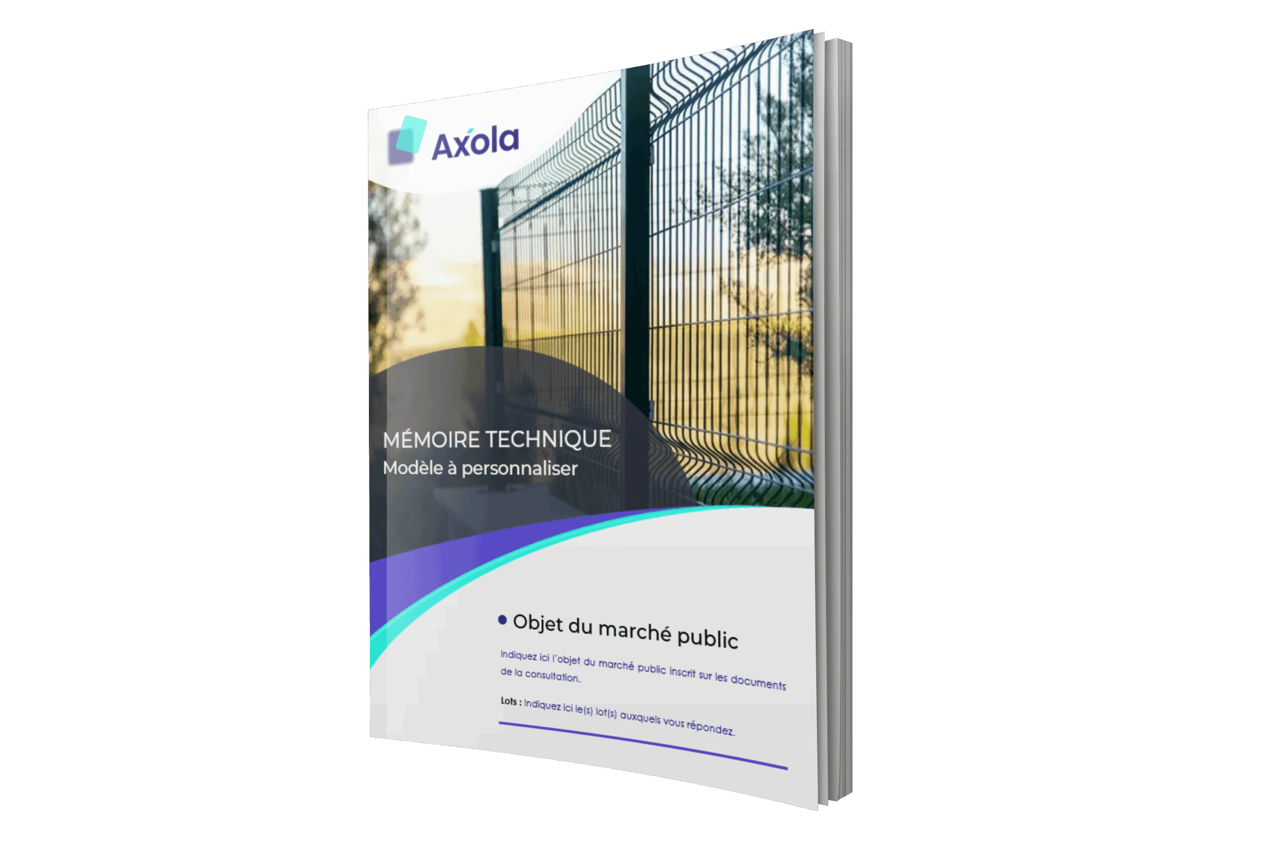Couverture d’un modèle de mémoire technique pour un marché public en travaux de pose de clôtures