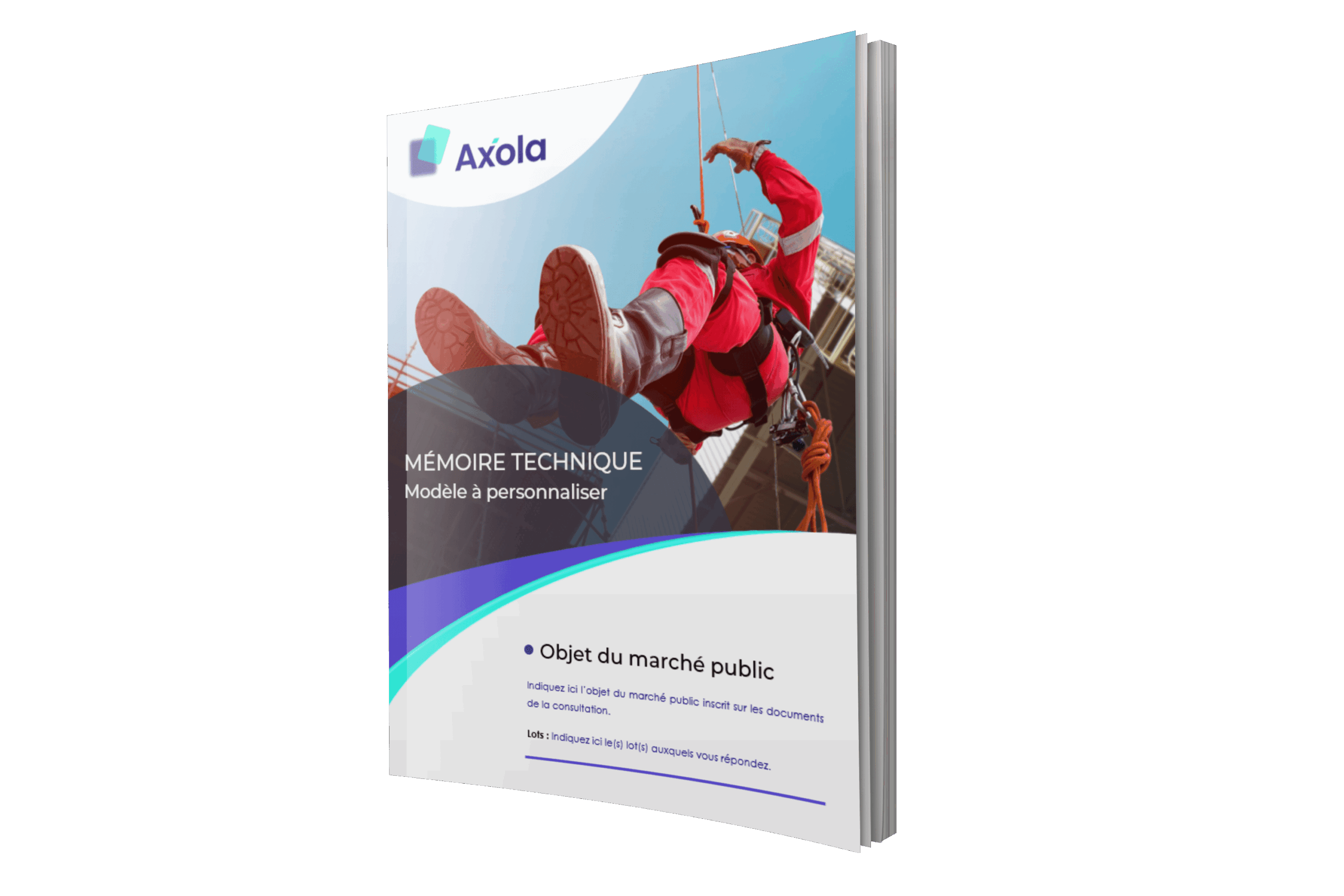 Couverture d’un modèle de mémoire technique pour un marché public en travaux sur cordes