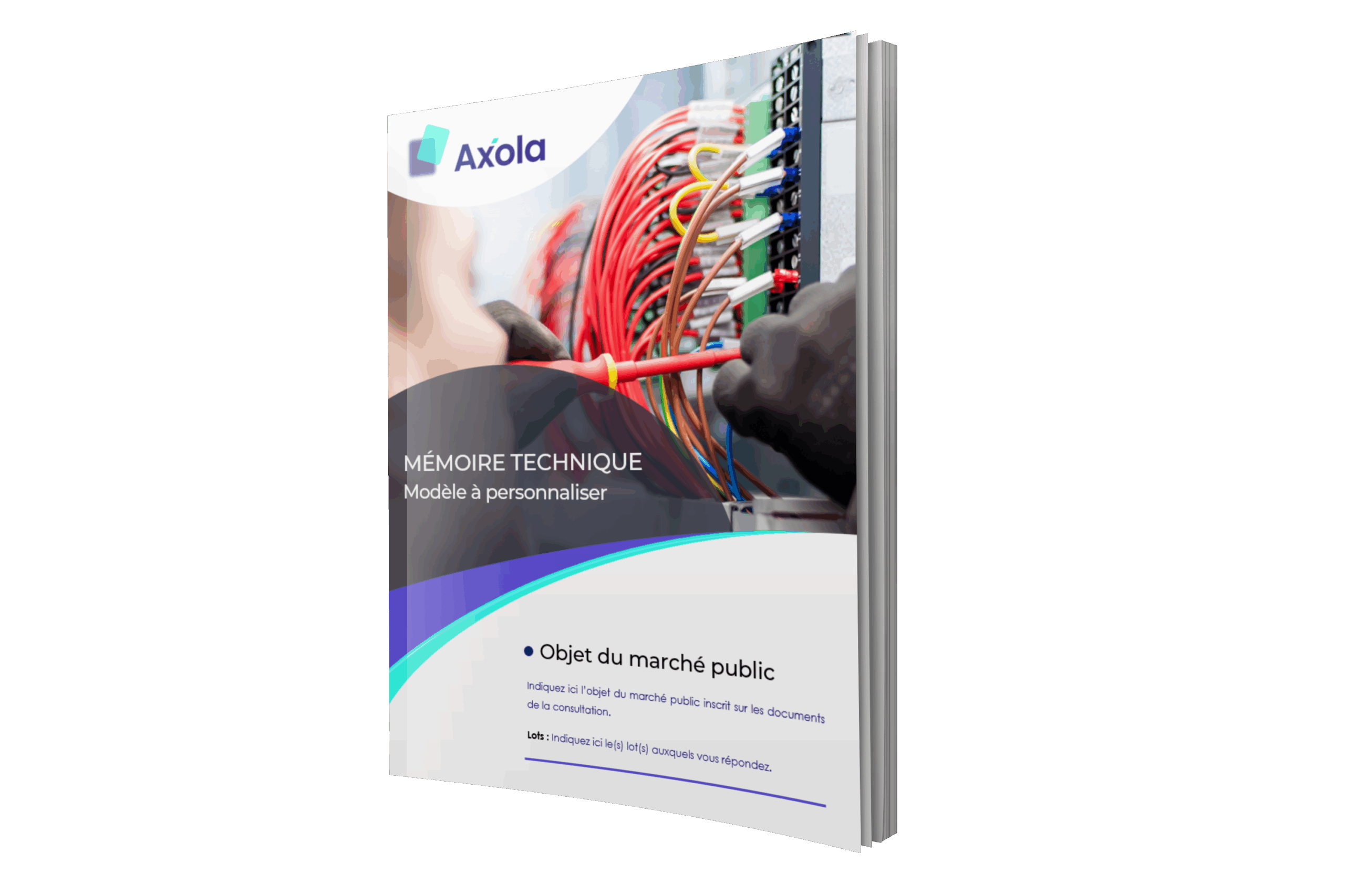 Couverture d’un modèle de mémoire technique pour un marché public en travaux d’électricité